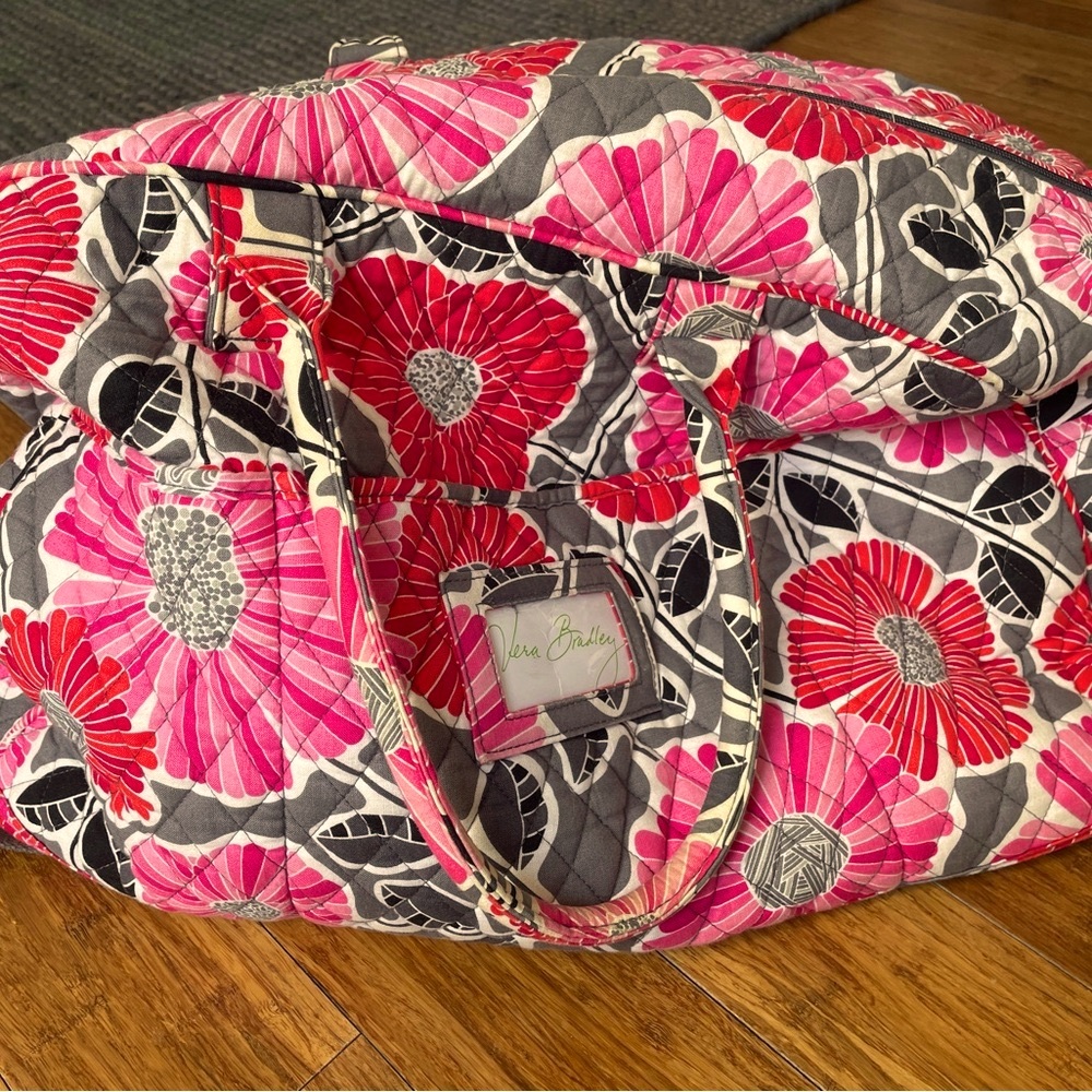 Vera Bradley Pink and Gray Floral Travel Bag (weekender duffle)